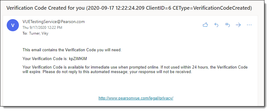 Verification code created for you email.